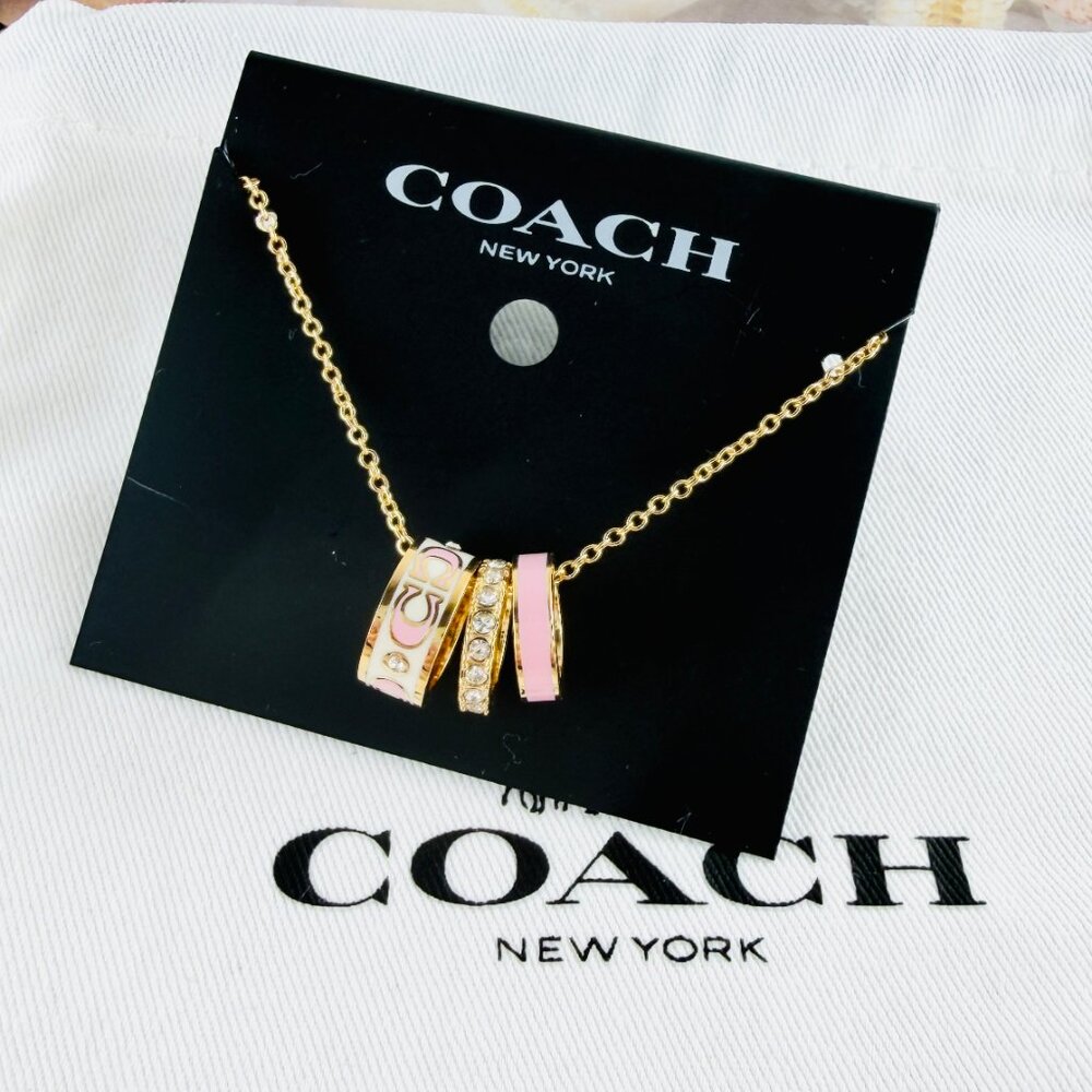 Coach Signature Enamel Pink gold necklace - Picture 2 of 4
